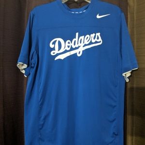 Nike Dri-Fit Mens Dodgers Logo T Shirt Blue Sz Med